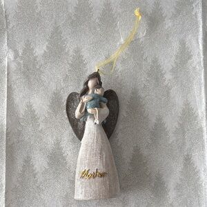 Elegant Angel Ornament with Child - Cream and Gray